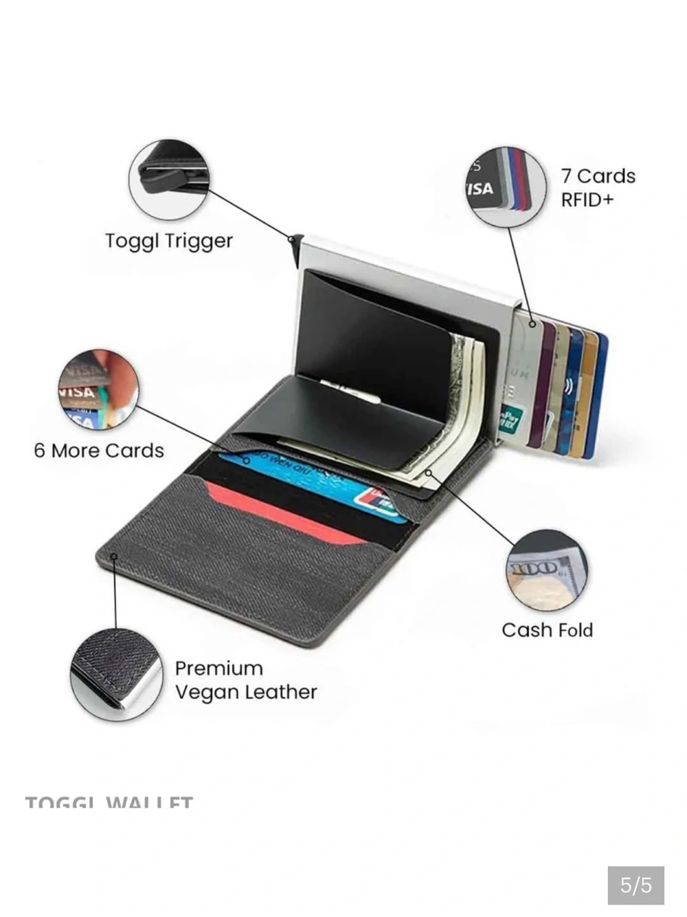 Black Money Clip Wallet - Slim Leather Card Holder